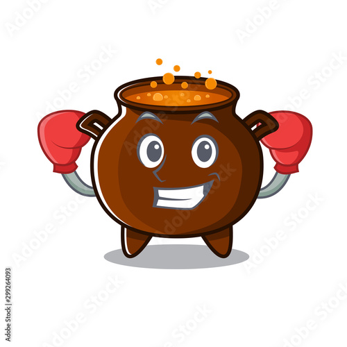 Boxing cauldron with in the isolated cartoon