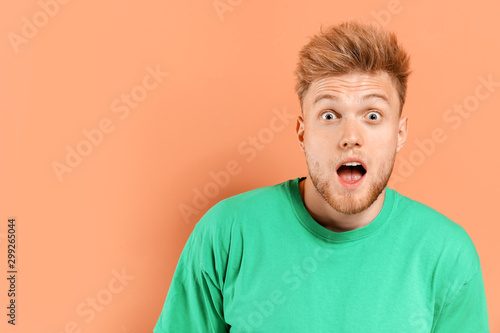Portrait of surprised man o...