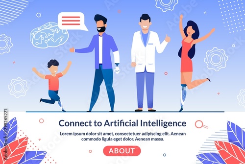 Limbs Prostheses Controlled by AI Vector Web Page