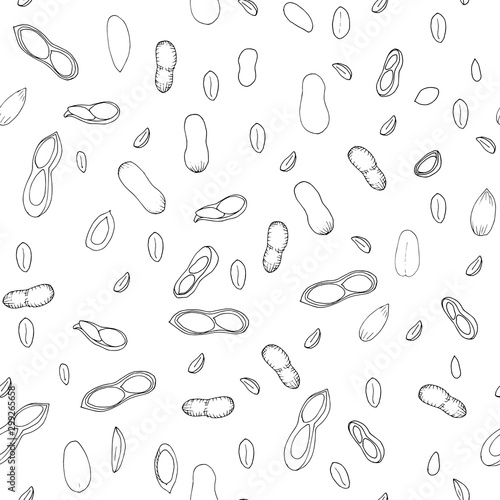 doodle seamless background with peanuts