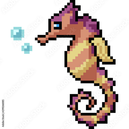 vector pixel art seahorse