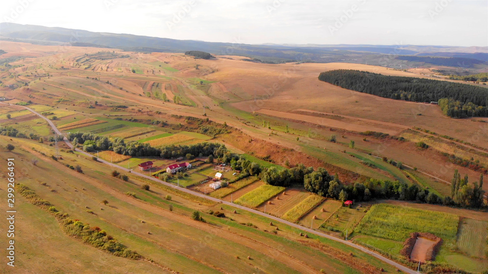 Aerial Image of Romania land Landsacpe And Small village