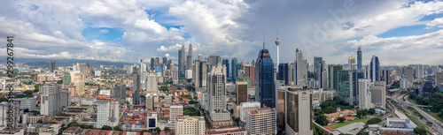KUALA LUMPUR, MALAYSIA - October 27, 2019  Cityscape of Kuala Lumpur, the capital of Malaysia. Its modern skyline is dominated by the 451m tall Petronas Twin Towers or KLCC by locals © shahrilkhmd