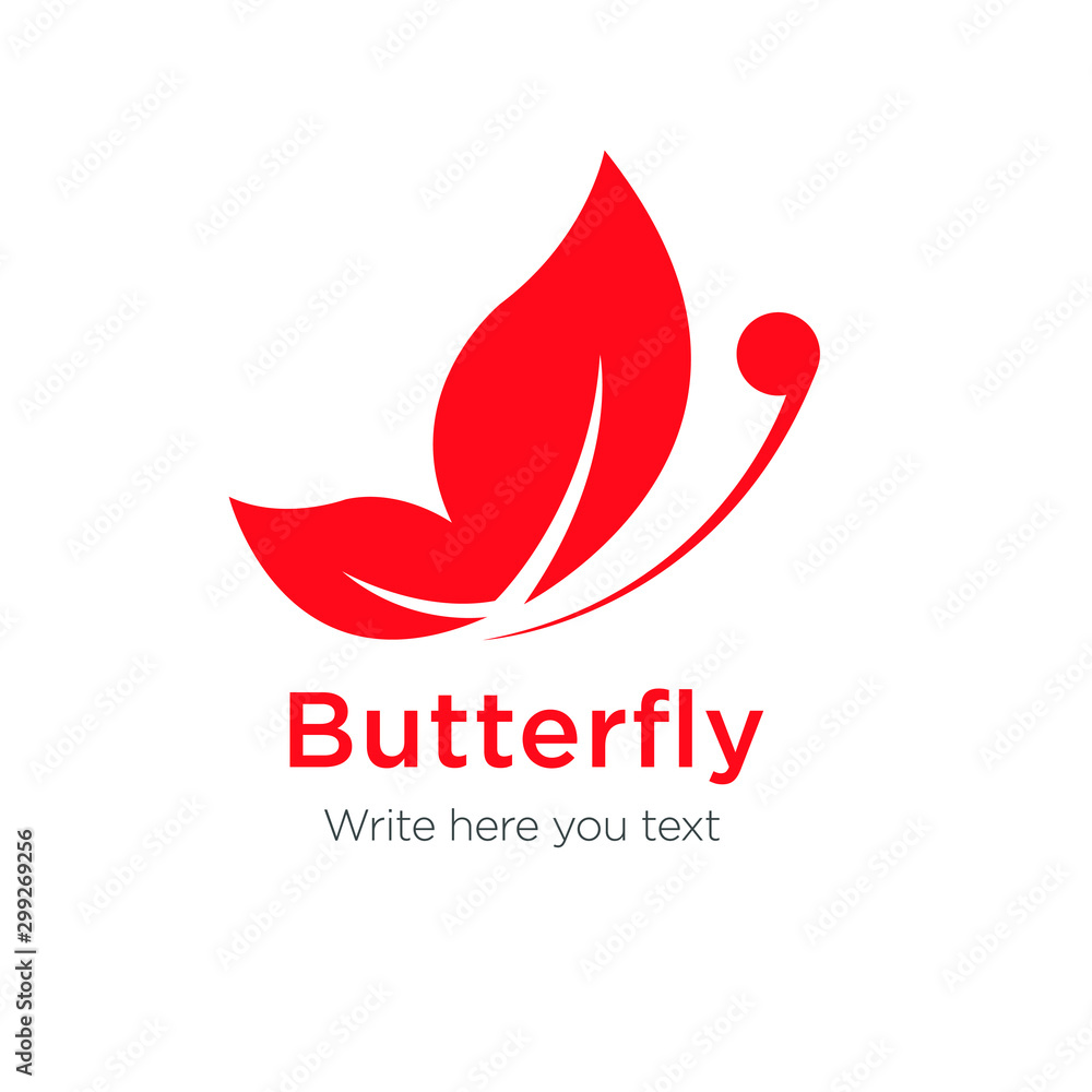 Butterfly as red color abstract logo Butterfly as red color abstract logo