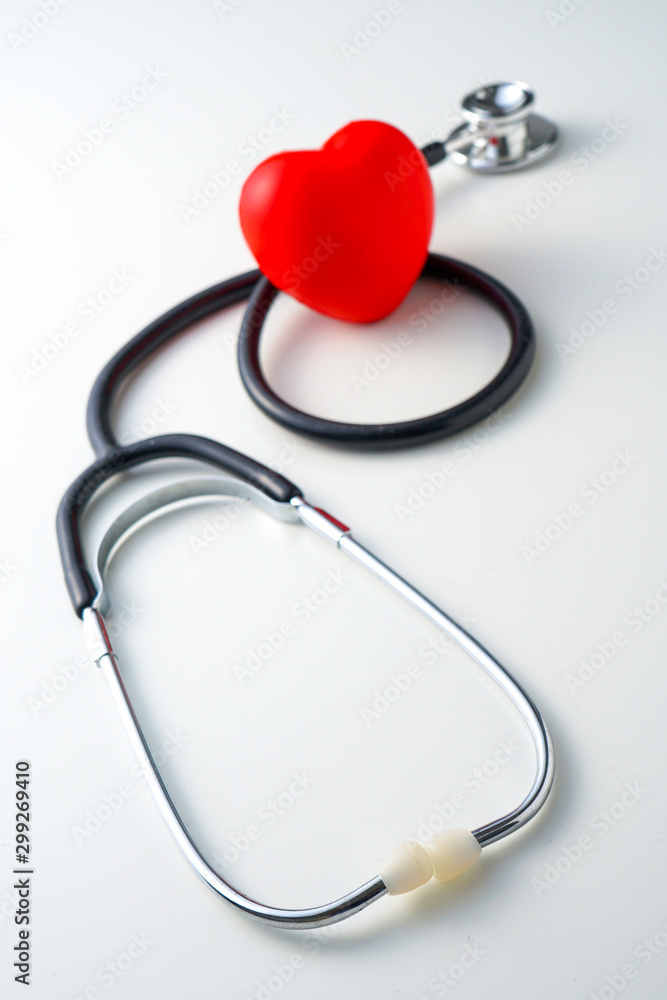 Red heart with stethoscope : Medical Concept