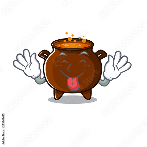 Tongue out miniature cauldron in the a cartoon