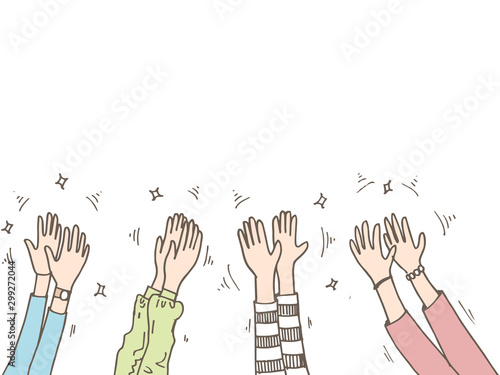 Wallpaper Mural hand drawn of colorful applause. hand gesture on doodle style , vector illustration Torontodigital.ca