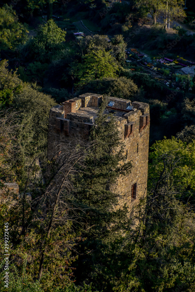 Old Tbilisi, Tbilisi, Georgia, October 17, 2019, Arial view of Tbilisi from Medieval castle of Narikala and Tbilisi city overview, Republic of Georgia, Caucasus region Old Tbilisi, Tbilisi, Georgia, October 17, 2019, Arial view of Tbilisi from Medieval castle of Narikala and Tbilisi city overview, Republic of Georgia, Caucasus region