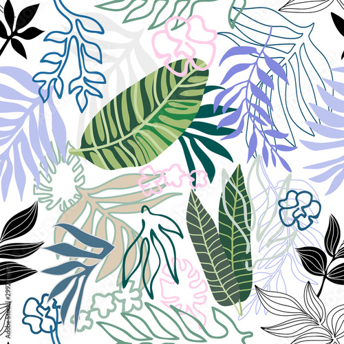 Seamless pattern with palm leaves.