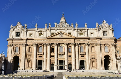 Saint Peter Basilica at the Piazza San Pietro. Vatican City, Rome, Italy.