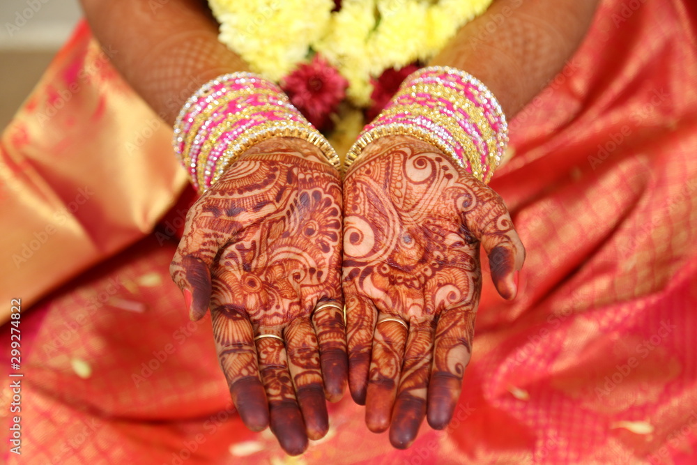 A bride handa with mehndi