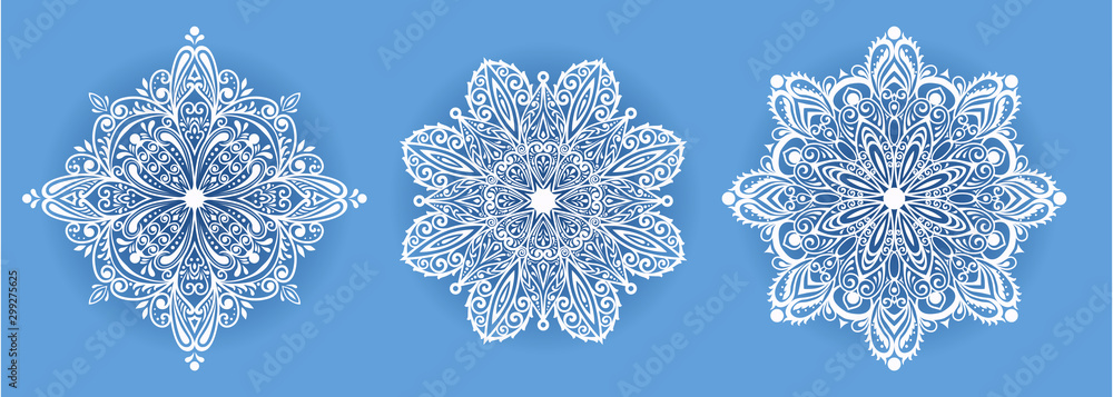vector illustration of beautiful snowflake on dark background for winter design - obrazy, fototapety, plakaty 