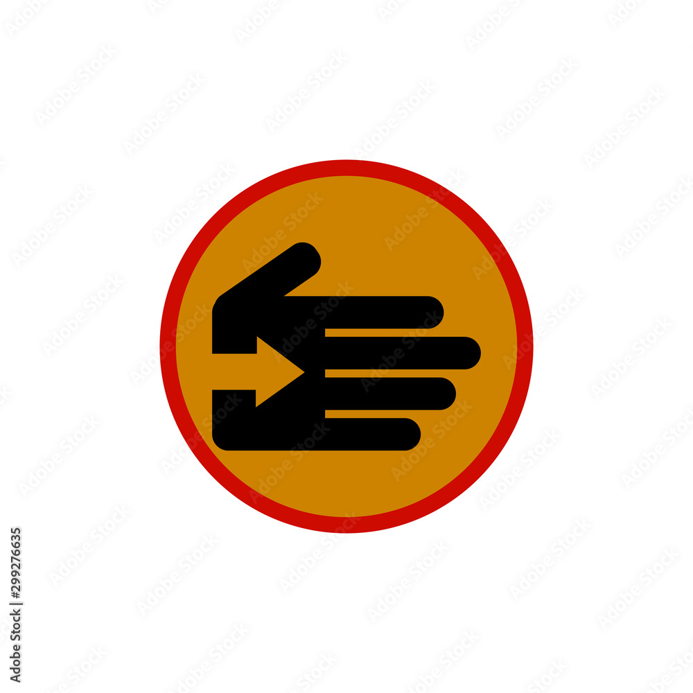 Hand icon with an arrow right in circle. Stock Vector illustration isolated on white background. Hand icon with an arrow right in circle. Stock Vector illustration isolated on white background.