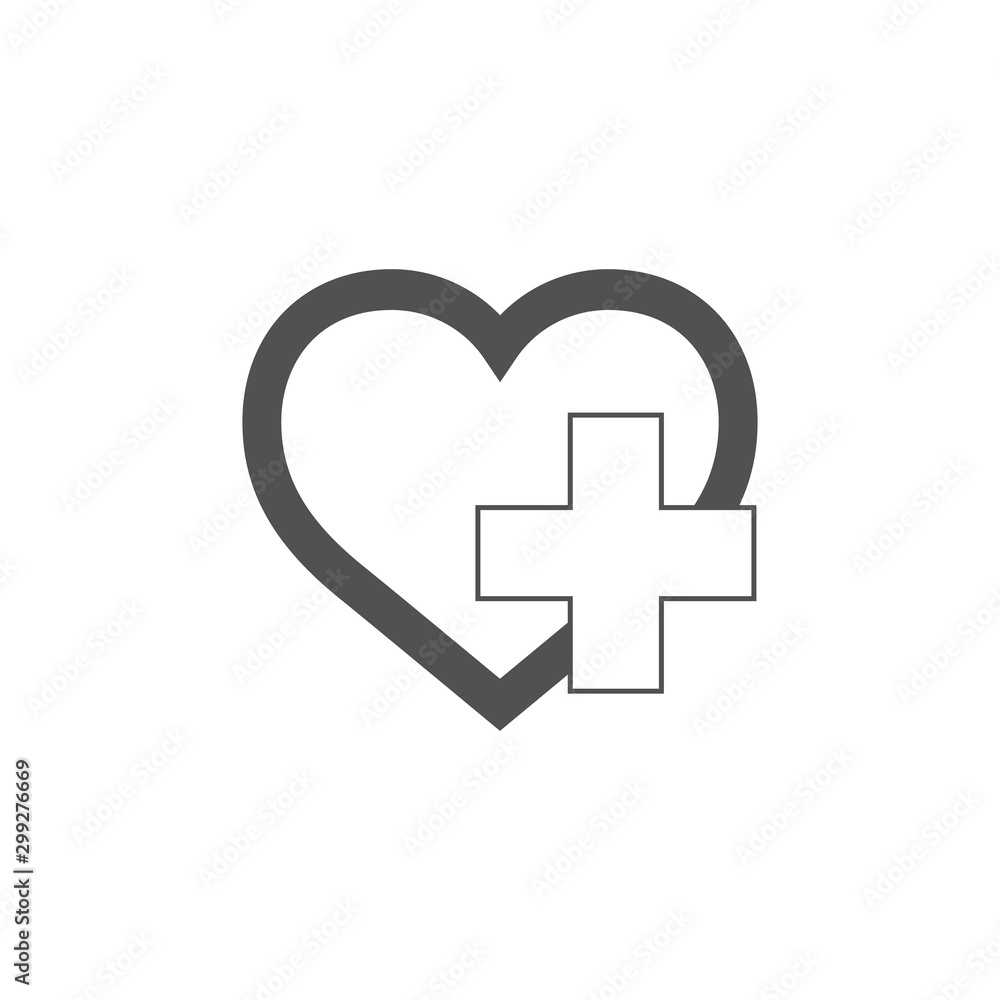 Obraz premium Vector health care icon, cross and heart, medical symbol. Stock Vector illustration isolated on white background.