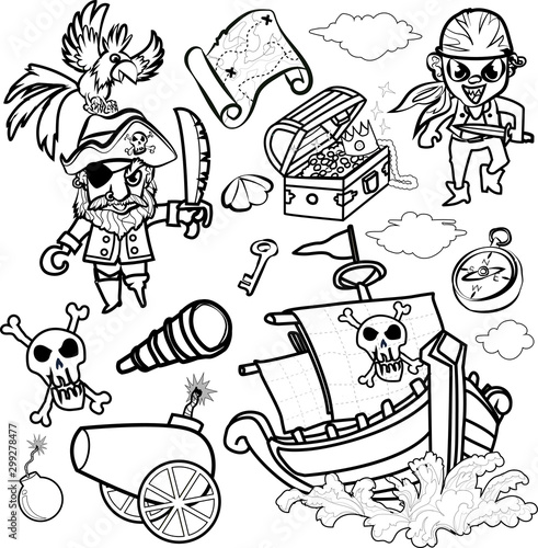 pirates theme party for decoration outline