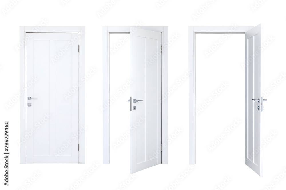Set of different white door isolated on white background Set of different white door isolated on white background