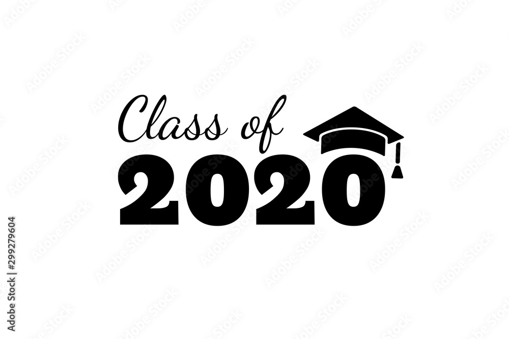 Class of 2020. Black number with education academic caps. Vector ...
