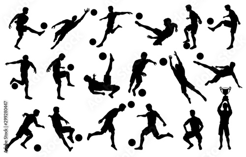 Silhouettes Soccer Players in Various poses