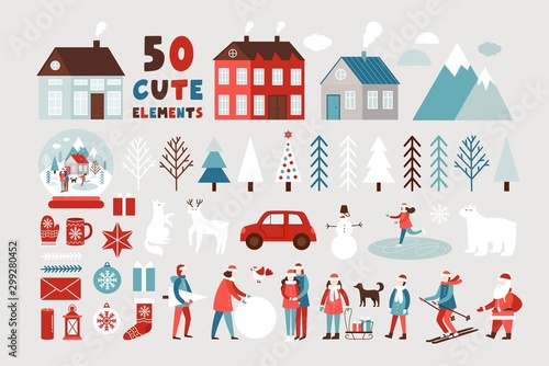 Cute Christmas and New Year seamless pattern