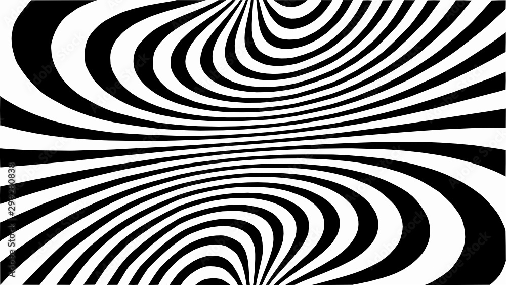 Fototapeta Vector - Black and white abstract striped illusion.