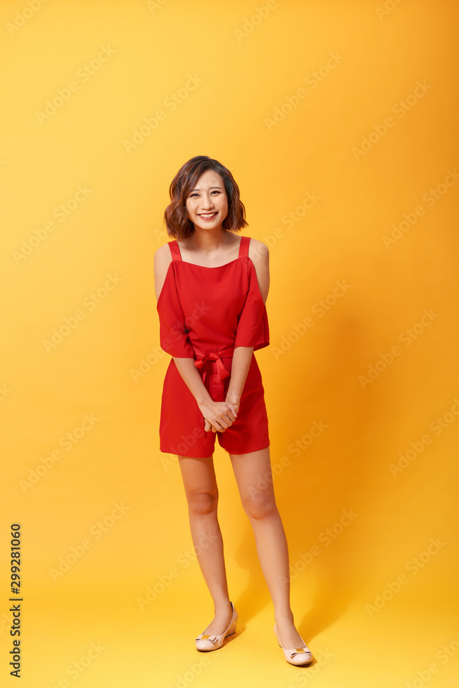 Portrait playful model in spring summer fashionable outfit Portrait playful model in spring summer fashionable outfit