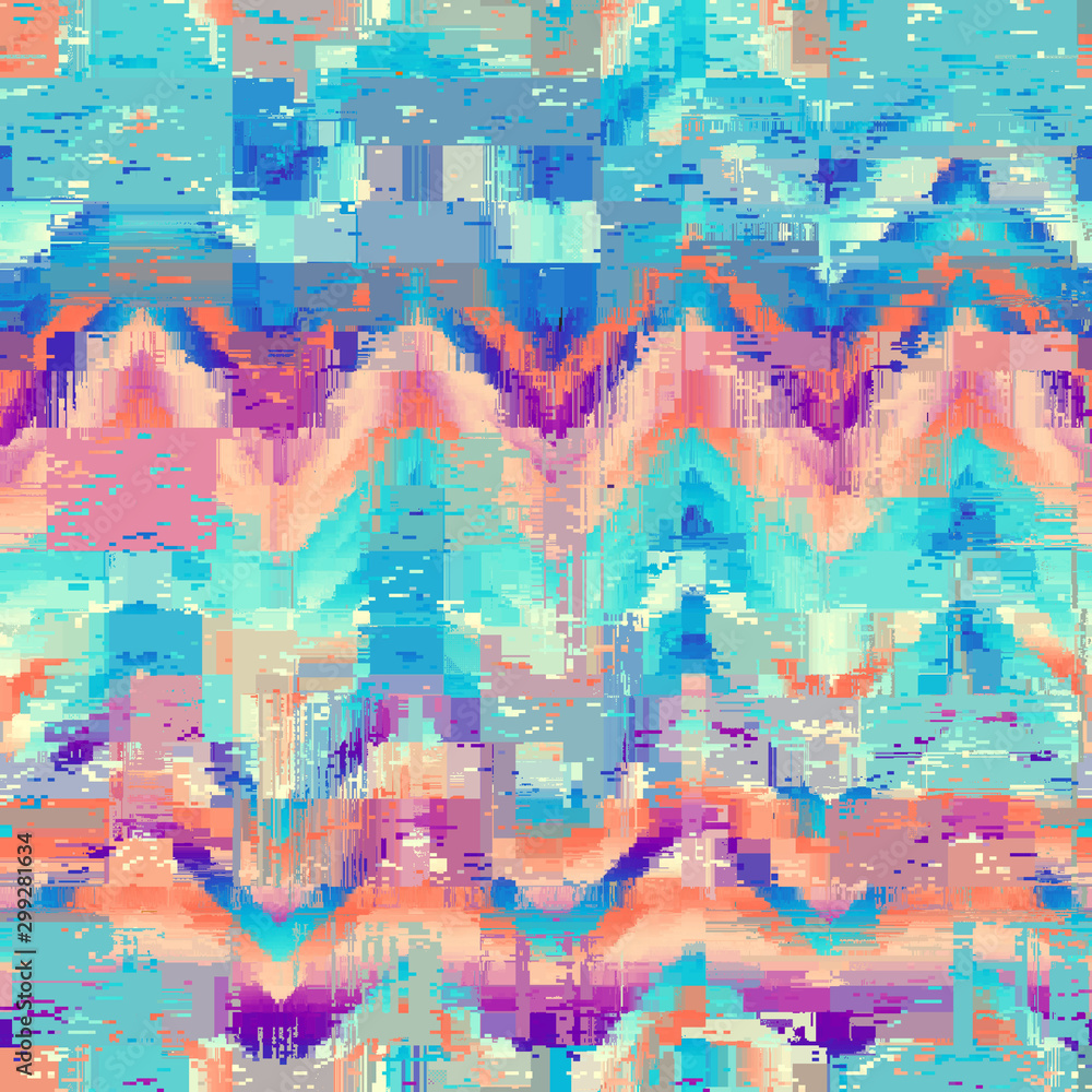 Fototapeta premium Vector image with imitation of grunge datamoshing texture.