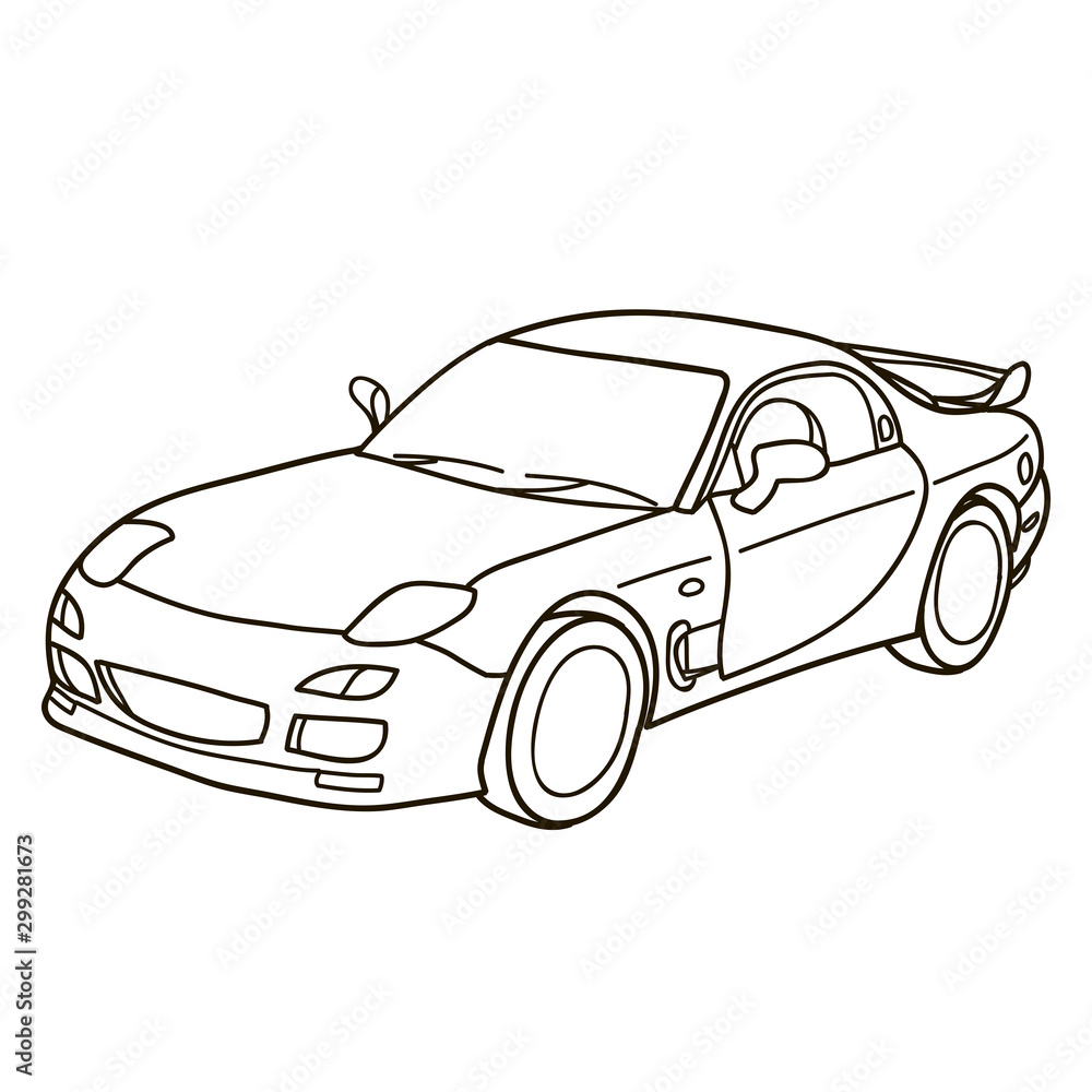 Sport car. Vector doodle illustration