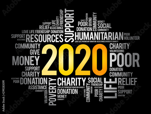 2020 help word cloud collage, concept background
