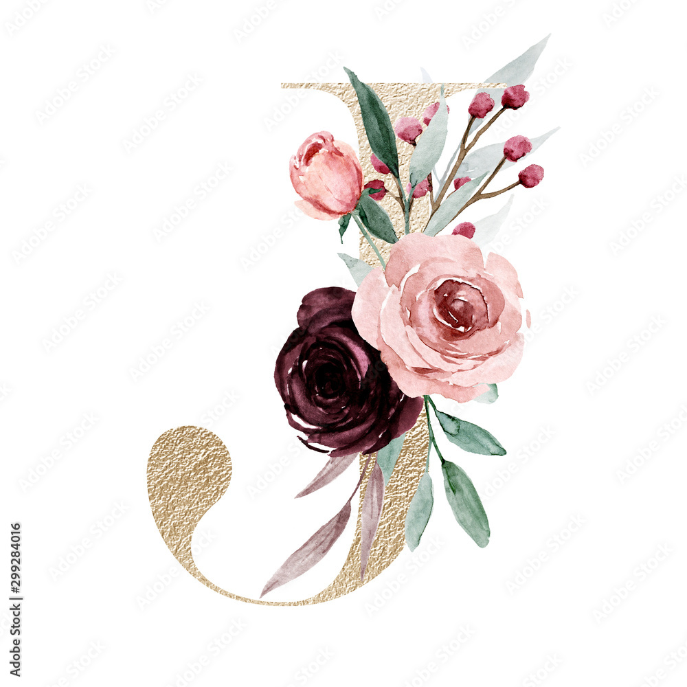 2020-2024 Planner: Nifty Floral & Galaxy Initial Monogram Letter J