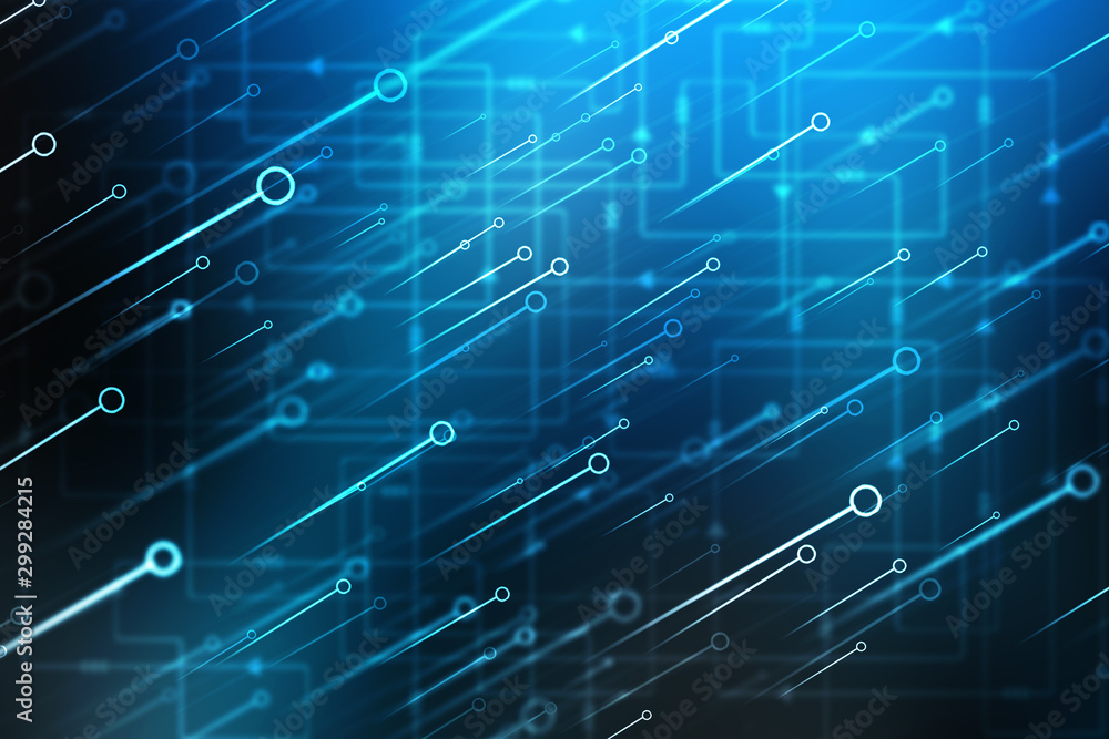 Fototapeta premium 2d illustration Abstract futuristic electronic circuit technology background