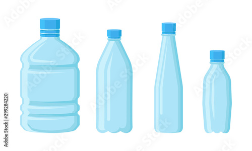 Plastic Empty Volume Bottles Vector Isolated Set