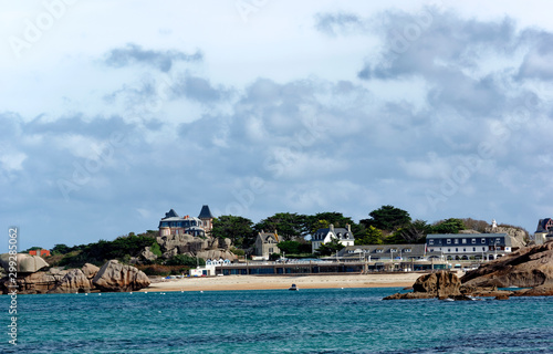 Coast and beach of Tregastel city in brittany
