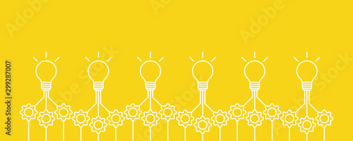 Gear cogs and bulbs demonstrate business process.