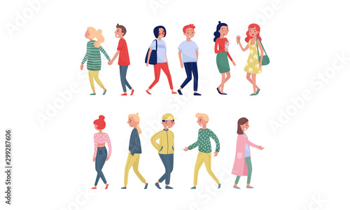 Stylized People Figures in Different Poses Vector Illustrations