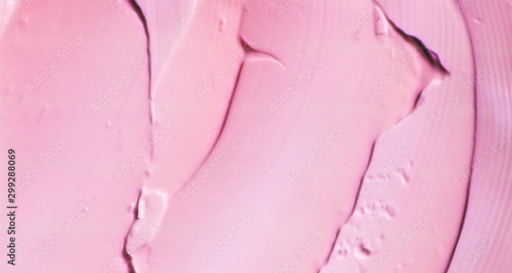 Pink cosmetic texture background, make-up and skincare cosmetics product, cream, lipstick, moisturizer macro as luxury beauty brand, holiday flatlay design - obrazy, fototapety, plakaty 