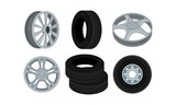 Tyres and Disks for Wheels Vector Set