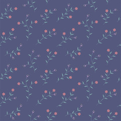 Acrylglasbilder Very-Peri-Muster Lila Blüten Orange Flora Muster  © c_atta