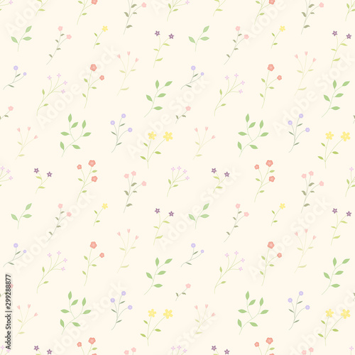 Small bloom flowers colorful seamleass pattern vector background