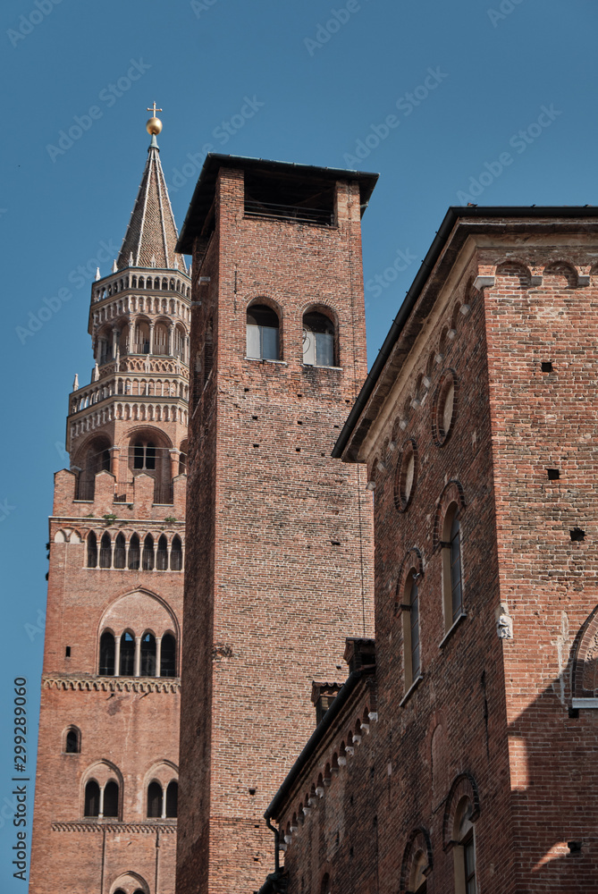 historic towwer andbuilding in the city of Cremona Lombardy - ITALY.