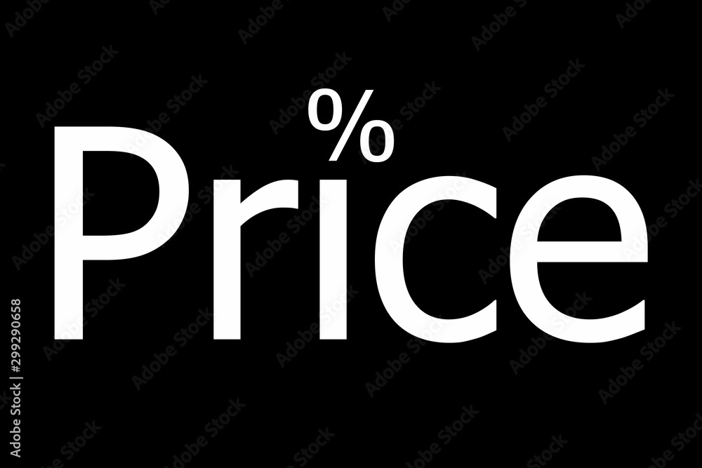 Das Wort Price und das Prozentzeichen als i-Punkt Das Wort Price und das Prozentzeichen als i-Punkt