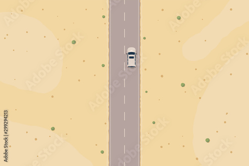 Road in the desert top view
