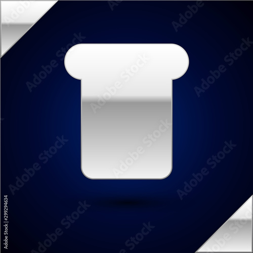 Silver Bread toast for sandwich piece of roasted crouton icon isolated on dark blue background. Lunch, dinner, breakfast snack. Vector Illustration
