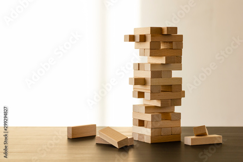 Blocks wood game on table. photo