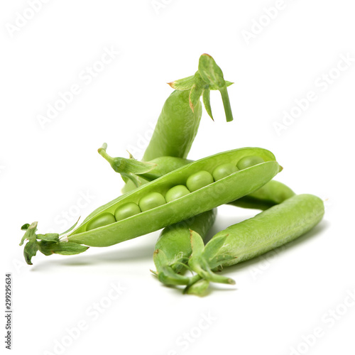 Fresh peas isolated on white background	