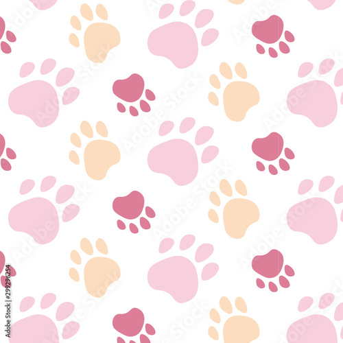 Paws pattern. Simple composition. Print for textiles and posters of veterinary clinics. Silhouette of blue cute paws. Vector 