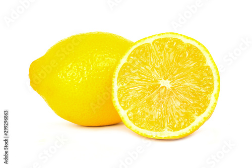 Yellow lemon isolated on white background. Sour vegetarian that can be used for many kinds of dishes and juice. 
