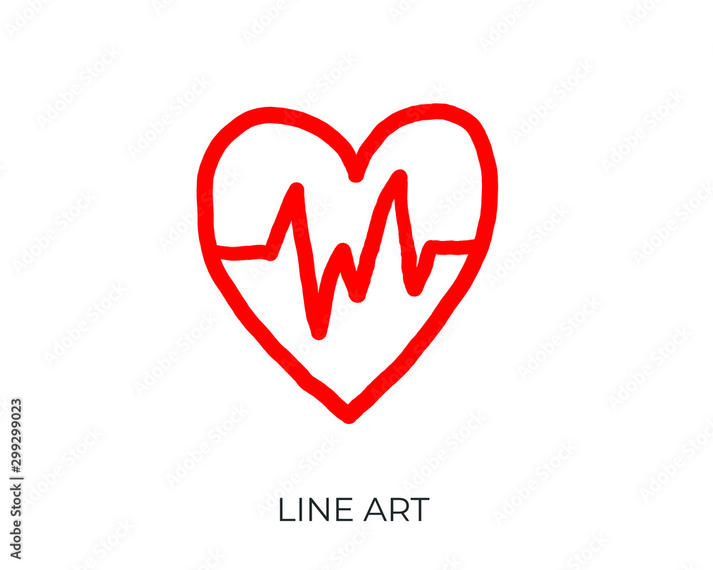 Heart of illustration line art for template with black and red color. Heart of illustration line art for template with black and red color.