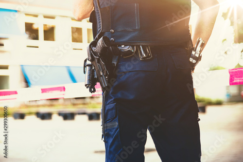 Policeman on on a crime scene investigation
