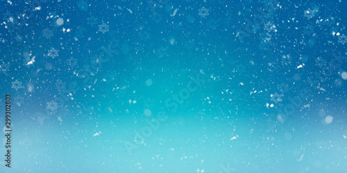 Blue Abstract Christmas background with snow and free space. Greeting card. Illustration.