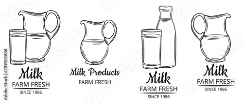 milk vector illustration for label, logo, sketch style